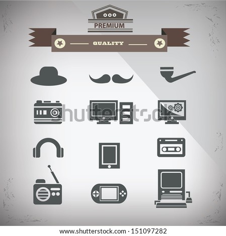 Retro technology icons,Old technology,vector