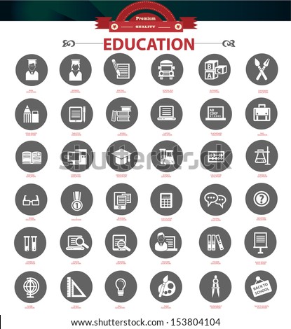 Education icon set Gray version vector Education icon set Gray version vector