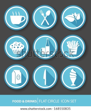 Food & drinks buttons,Blue version,vector
