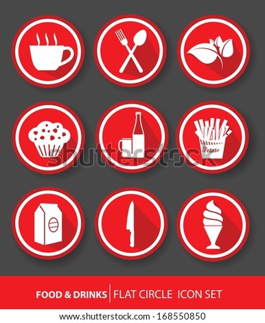 Food & drinks buttons,Red version,vector