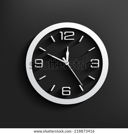 Clock symbol on dark background clean vector Clock symbol on dark background clean vector