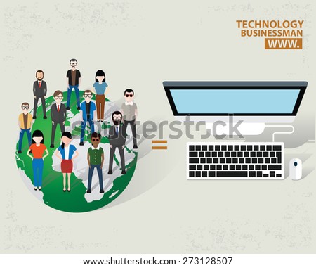 Community and technology design on old background, clean vector.