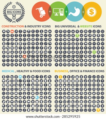Big icon set,Industry,Construction,Medical,Logistic,Finance and business icon set,clean vector