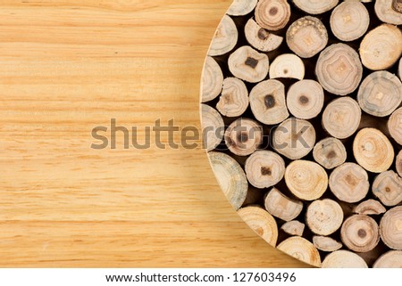 Texture of wood plate Teak branches Cross section circle form