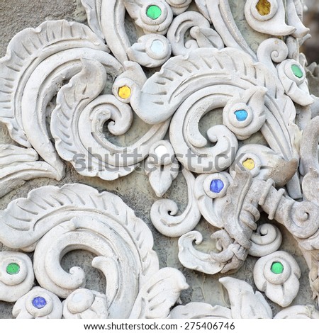 Stucco white Artificial gem sculpture design pattern decorative wall in square format