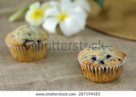 muffin on burlap sackcloth homemade dessert breakfast health food