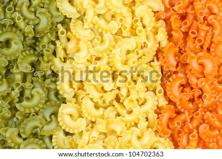 Italian flag from raw pasta