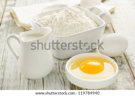 Flour, eggs, milk