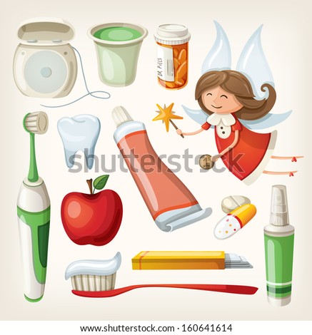 Set of items for keeping your teeth healthy Set of items for keeping your teeth healthy