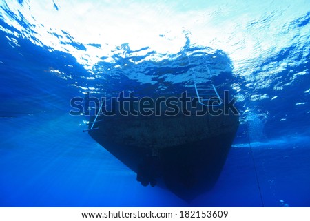 Dive boat with ladders in the red sea