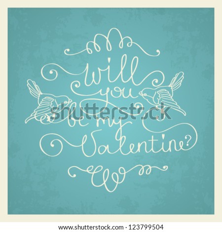Vector Valentine'S Day Love Card Template With Hand Drawn Calligraphy Element