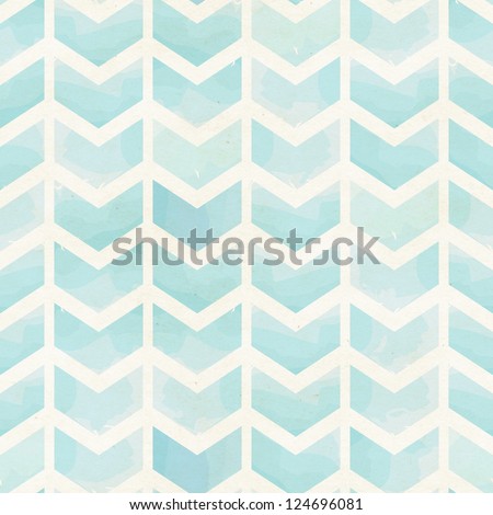 Seamless geometric watercolor chevron pattern on paper texture