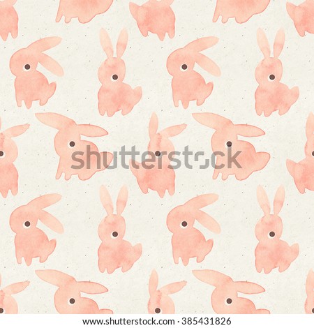 Seamless watercolor pattern on paper texture. Easter themed background.