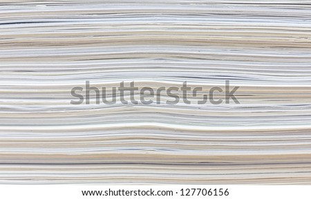 Side view of stack of papers for recycling