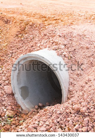 Concrete sewage pipes under construction site