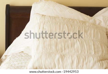 stock photo : Beautiful bedroom interior with ivory col