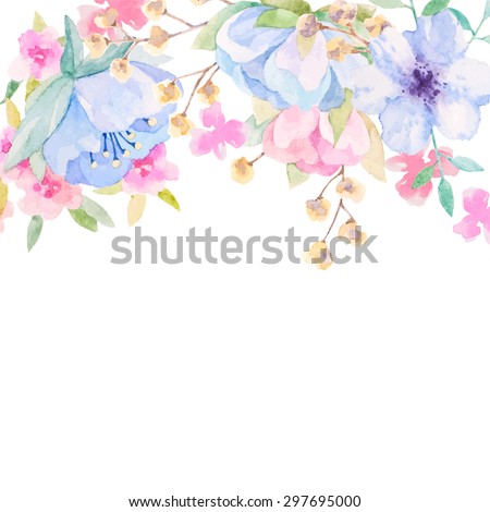 Invitation card for wedding with watercolor flowers