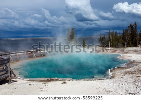 Black Pool hot spring in West Thumb Geyser Basin. Yellowstone National Park.