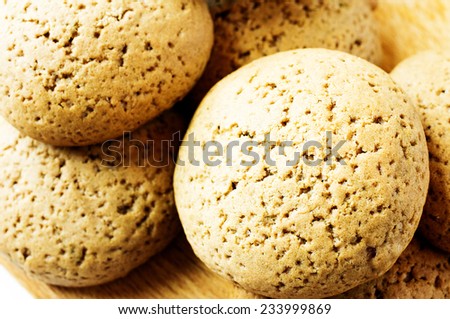Soft chocolate chip cookies closeup