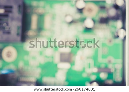 Electronic circuit board assembly. Blurred picture