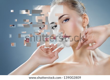 a beauty girl on the grey background a beauty girl on the grey background