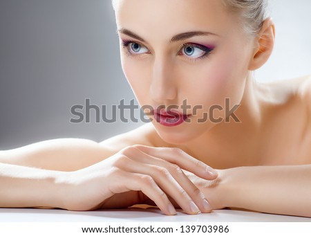 beauty woman on the grey background