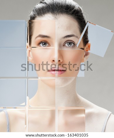 beauty woman on the grey background
