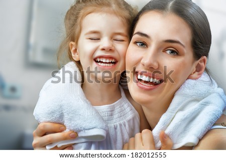 daughter and mother are happy together