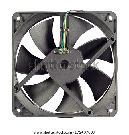Isolated Ventilator - part of PC coooling system. Isolated on a white background.