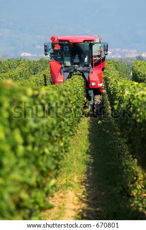 machine for picking up the wine grapes