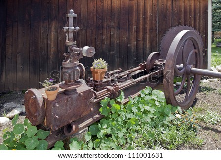 An Old Rusty Machine Putted in the Garden.