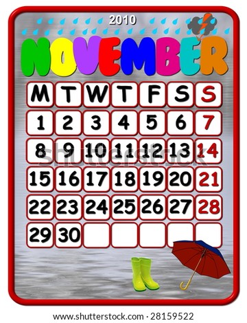 november 2010 calendar. Calendar November 2010