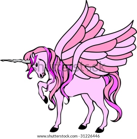 unicorns with wings. a pink unicorn with wings