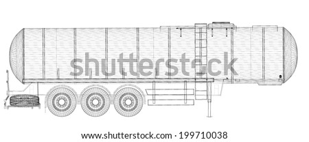 Tanker Truck Isolated Logistics - Trucking body structure , wire model