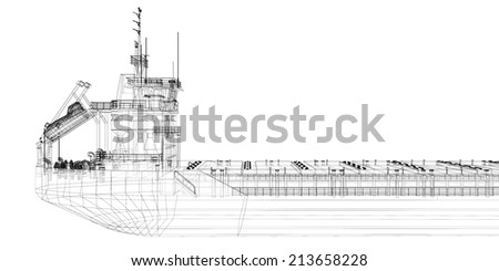 barge Cargo  model body structure, wire model