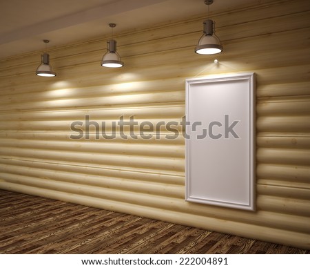 Banner on wood  wall with lamps and floor