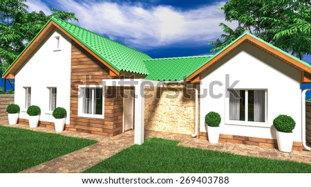 Perspective view of the project of a private house