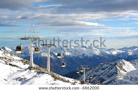 winter panorama view with gondola lift