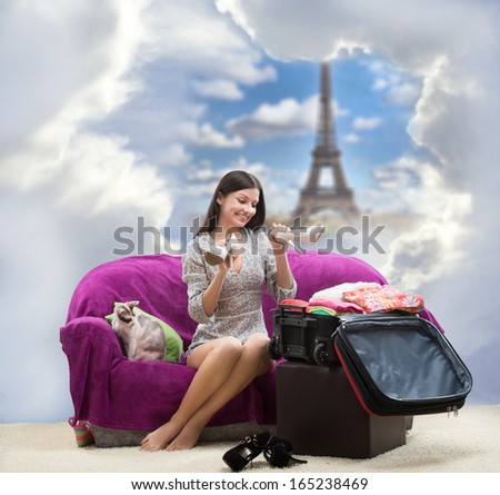 Happy girl going to Paris Happy girl going to Paris