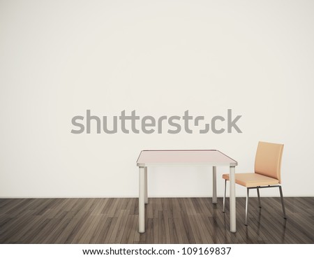 empty office room table and chair. 3d image.