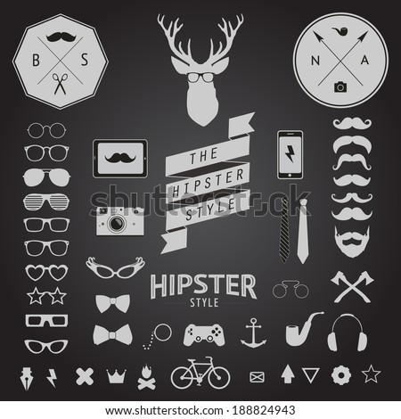 Set of Vintage styled design Hipster icons Set of Vintage styled design Hipster icons