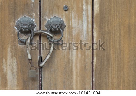 old wood door lock with master key