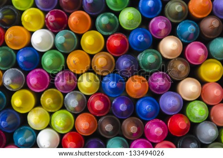 close up set of crayons and mix color