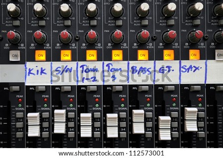 Part of an audio sound mixer