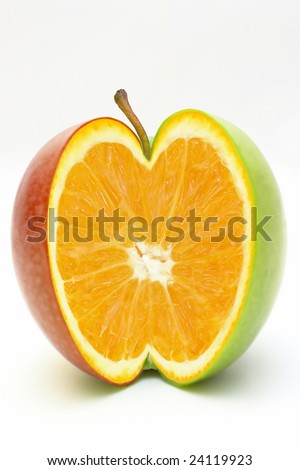 Oranges And Apples. stock photo : Orange in apple