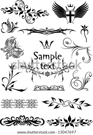 stock vector Rich collection of decor elements for design or tattoo
