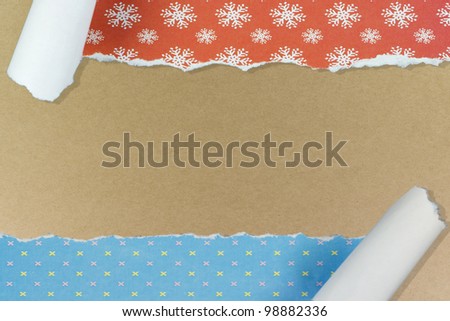 Torn graphic paper with space for text on brown paper background 08