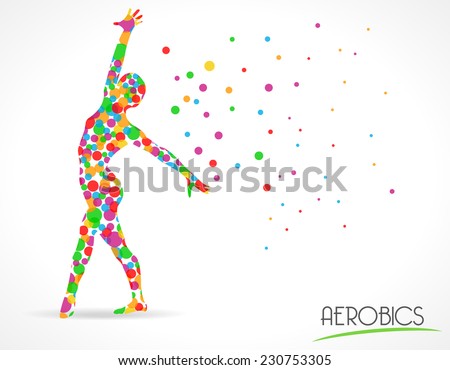 Abstract aerobics dance to slim, Yoga and dance Poses,flat color circle style graphic - vector eps10