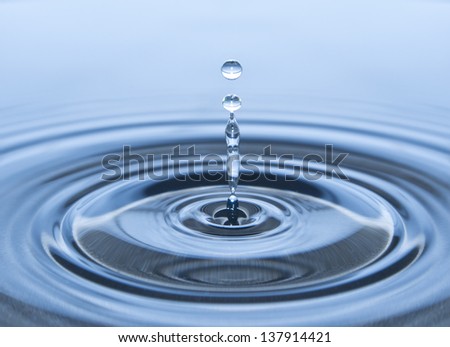 stop motion of droplet on water surface creating wave pattern spread out