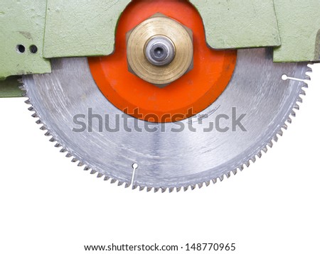 teeth and wheel of the metal cutting machine isolated on white background.